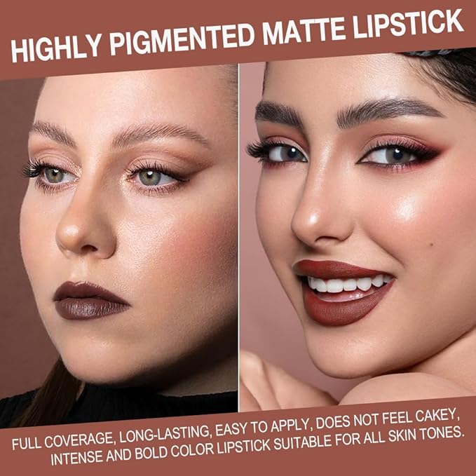 BINGBRUSH 2-in-1 Gradient Lip Liner & Lipstick Combo,2Pcs Matte Longwear Waterproof Lip Pencil with Cone Tip,Smudge Proof Crayon for Flawless Ombre Contour,Women's Long Lasting Makeup Set(08#&08)