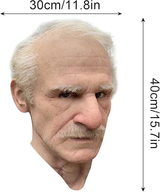 Realistic Old Man Mask Halloween Mask Scary Latex Old Man Grandpa Mask Halloween Wrinkle Face Mask