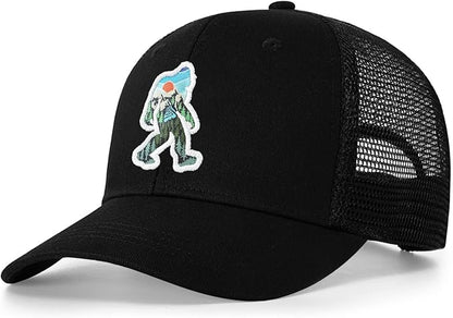 Mesh Bigfoot Hat Leather Cap for Men- Great Snapback Closure Sasquatch Hat for Hunting & Hiking