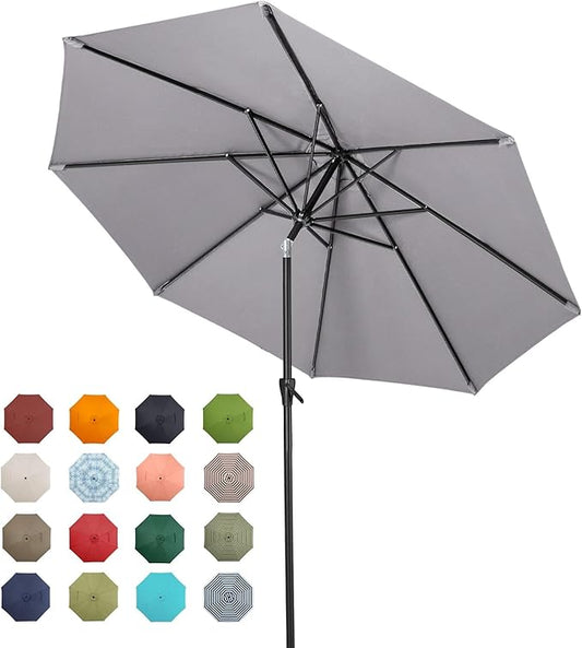 Tempera Patio Market Outdoor Table Umbrella with Push Button Tilt and Crank,Large Sun Umbrella with Sturdy Pole&Fade resistant canopy,Easy to set