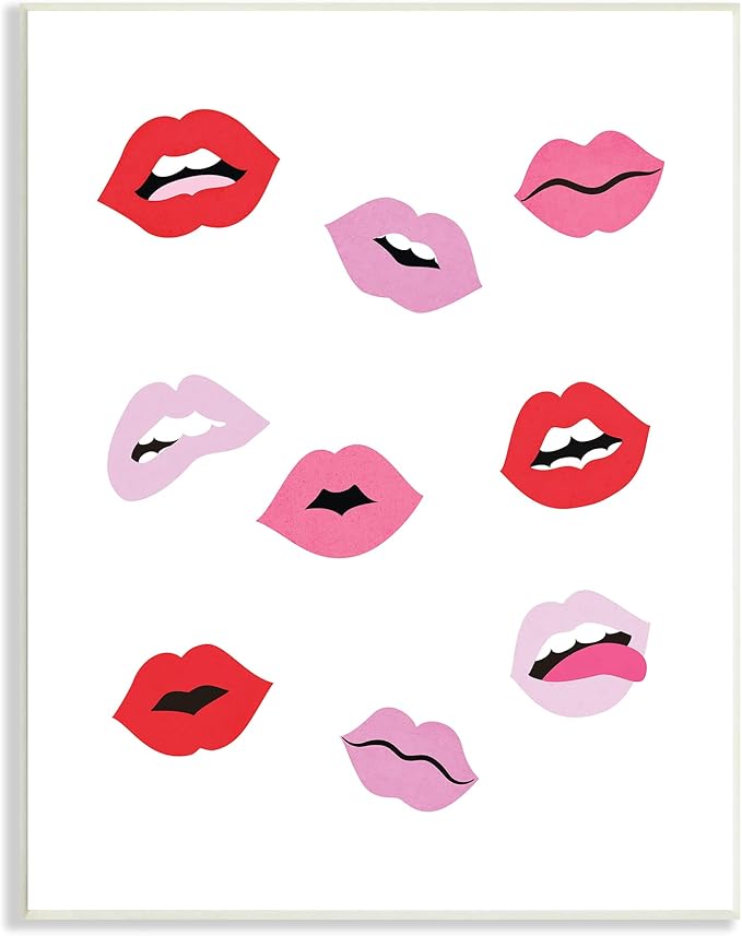 Stupell Industries Expressive Seductive Lips Red Lipstick Shades, Design