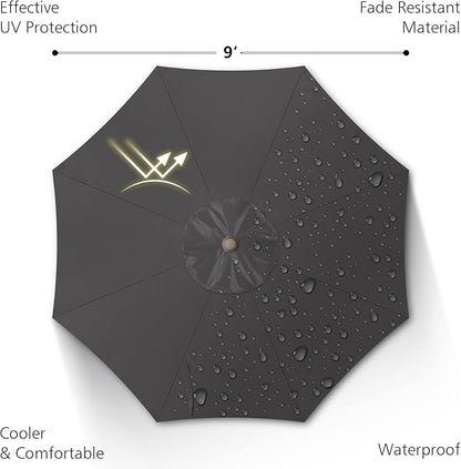 7.5Ft/9Ft Patio Umbrella, UV Protect Pool Umbrella with Heavy Duty Pole,Outdoor Umbrella with Push Botton Tilt & Crank