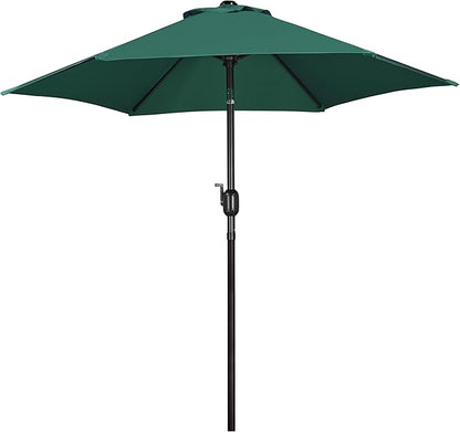 Yaheetech 7.5ft Outdoor Patio Umbrella, Outdoor Table Umbrella with Push Button Tilt and Crank, Market Umbrella Yard Umbrella for Garden, Deck, Backyard, Pool, Dark Green