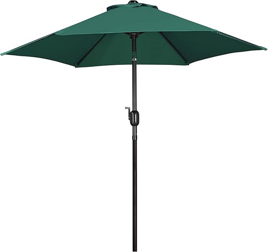 Yaheetech 7.5ft Outdoor Patio Umbrella, Outdoor Table Umbrella with Push Button Tilt and Crank, Market Umbrella Yard Umbrella for Garden, Deck, Backyard, Pool, Dark Green