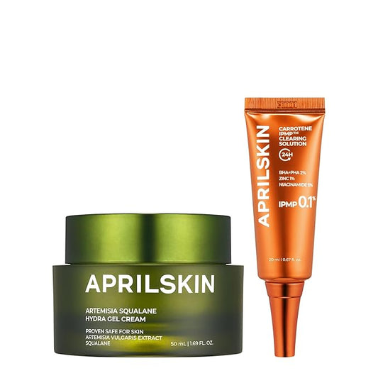 APRILSKIN Radiance Repair Care Duo - Carrotene Clearing Solution & Artemisia Squalane Hydra Gel Cream Targeted Blemish Care and Deep Hydration for Balanced, Healthy Skin