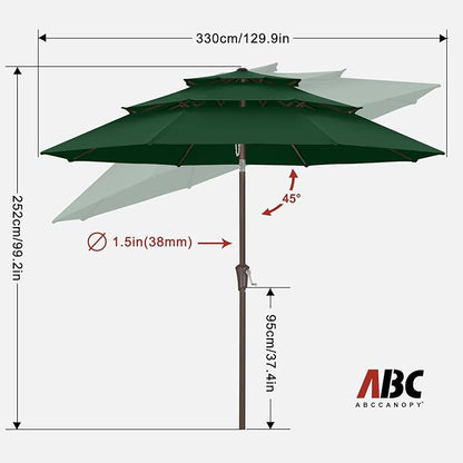 ABCCANOPY Patio Umbrellas 3 Tiers 11FT (Green)