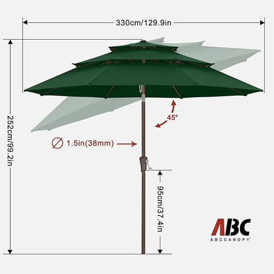 ABCCANOPY Patio Umbrellas 3 Tiers 11FT (Green)