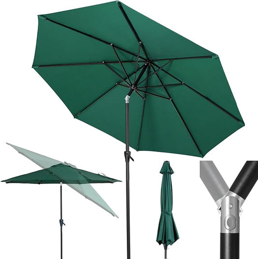 Tempera Patio Market Outdoor Table Umbrella with Push Button Tilt and Crank,Large Sun Umbrella with Sturdy Pole&Fade resistant canopy,Easy to set