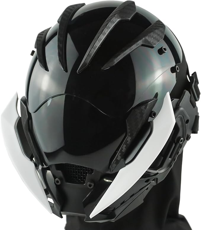 Punk Gothic Mask Helmet for Adult, Mechanical Sci-fi Gear Cosplay Costume Accessory Samurai Futuristic Helmet