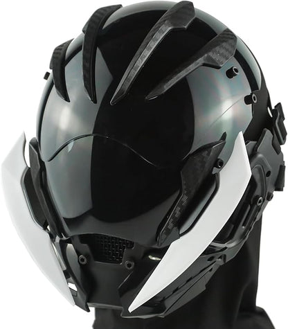 Punk Gothic Mask Helmet for Adult, Mechanical Sci-fi Gear Cosplay Costume Accessory Samurai Futuristic Helmet