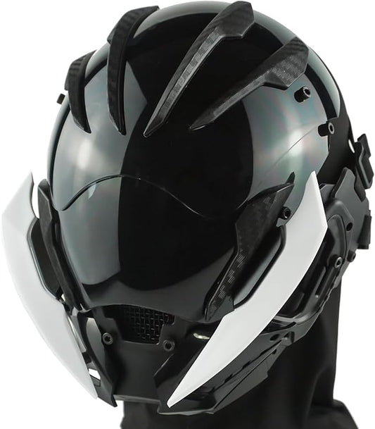 Punk Gothic Mask Helmet for Adult, Mechanical Sci-fi Gear Cosplay Costume Accessory Samurai Futuristic Helmet