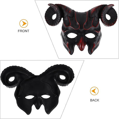 Gadpiparty Devil Goat Skull Mask Ox Ram Horns Monster Animal Half Face Halloween Masquerade Mask Cosplay Props for Adults