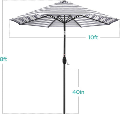 Best Choice Products 10ft Solar Polyester LED Lighted Patio Umbrella w/Tilt Adjustment and UV-Resistant Fabric - Striped Navy Blue