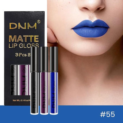 evpct 3Pcs Dark Purple Black Royal Blue Matte Liquid Lipstick Lip Stain Sets for Women Matte+Lipstick Long Lasting Waterproof Permanent 24 hr Hours Magic Lipstick 24 Hours original, Set27