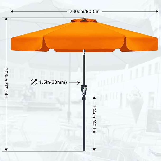 MASTERCANOPY Valance Patio Umbrella for Outdoor Table Market (7.5ft, Orange)