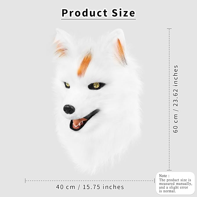 HAOAN Furry Dog Mask Animal Wolf Full Head for Halloween Fancy Dress Party Cosplay Costume Women Men