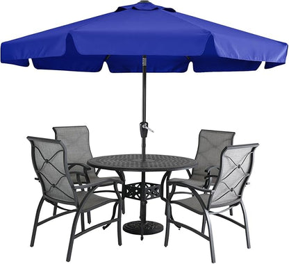 MASTERCANOPY Valance Patio Umbrella for Outdoor Table Market -8 Ribs (9ft, Blue)