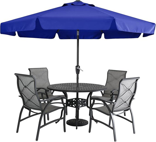 MASTERCANOPY Valance Patio Umbrella for Outdoor Table Market -8 Ribs (9ft, Blue)