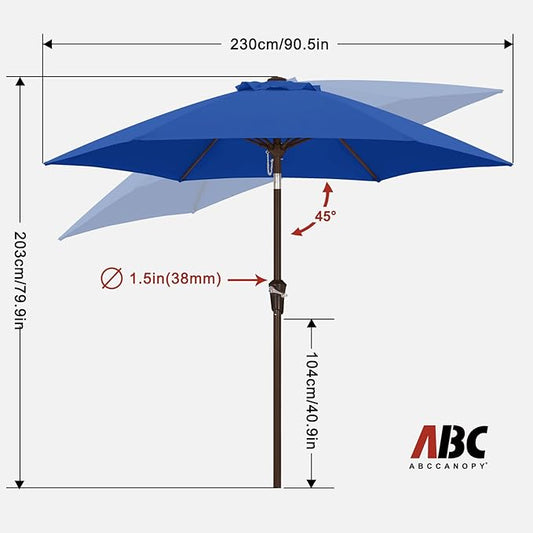 ABCCANOPY 7.5FT OutdoorPatio Umbrella, UV Protection Table Umbrella w/Crank for Easy Set Up, Suitable for Garden, Lawn, Deck & Backyard (Blue)