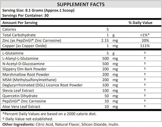 TERRA ORIGIN Healthy Gut Powder (Berry Flavor) |30-Servings with L-Glutamine, Zinc, Glucosamine, Slippery Elm Bark, Marshmallow Root and More!