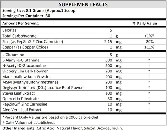 TERRA ORIGIN Healthy Gut Powder (Berry Flavor) |30-Servings with L-Glutamine, Zinc, Glucosamine, Slippery Elm Bark, Marshmallow Root and More!