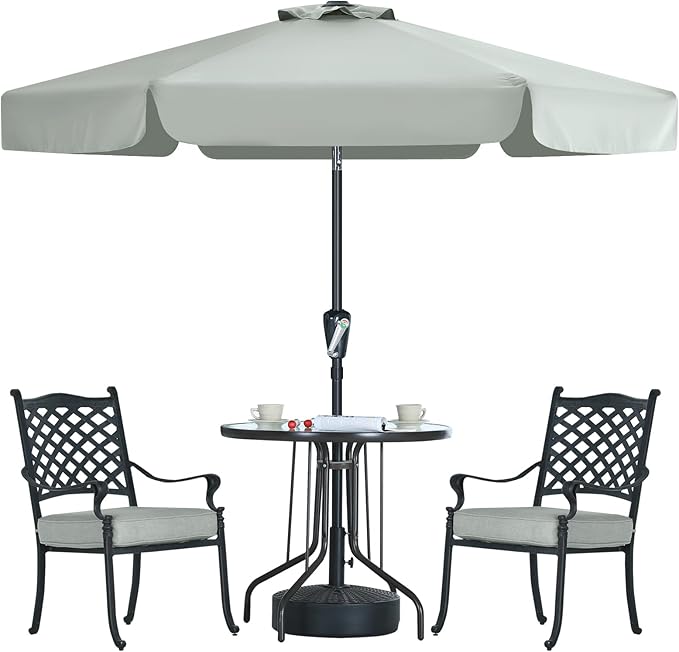 MASTERCANOPY Valance Patio Umbrella for Outdoor Table Market (7.5ft, Light Gray)