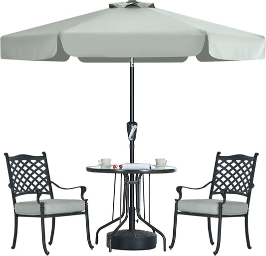 MASTERCANOPY Valance Patio Umbrella for Outdoor Table Market (7.5ft, Light Gray)
