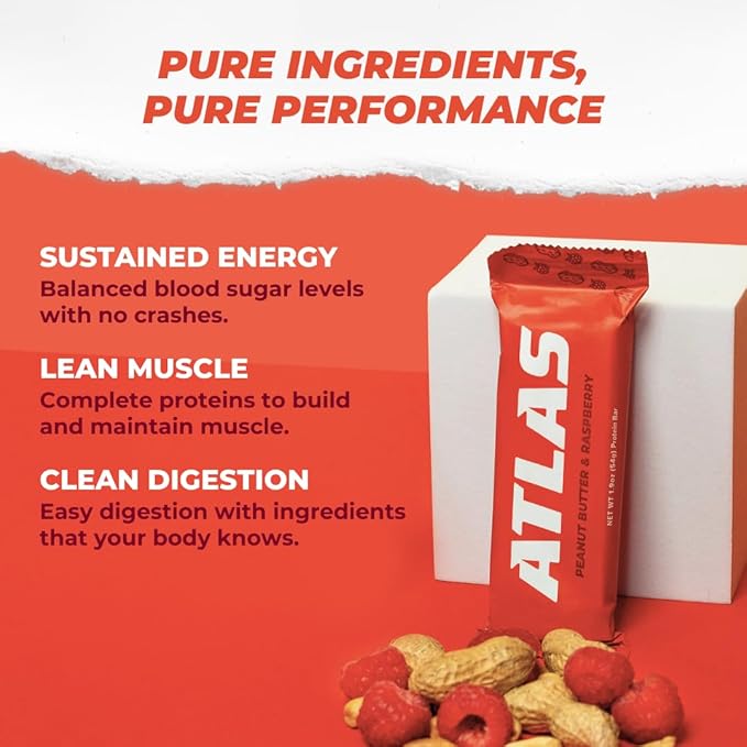 Atlas Protein Bar, 20g Clean Protein, 1g Natural Sugar, No Seed Oils, Gluten Free, No Artificial Sweeteners, Ultimate Whey Variety, 12 Pack