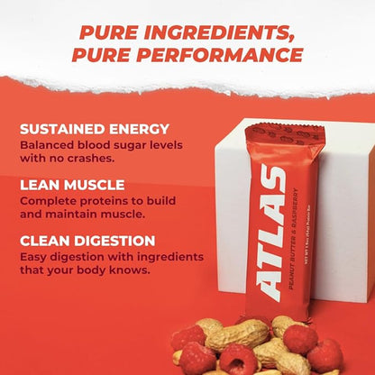 Atlas Protein Bar, 20g Clean Protein, 1g Natural Sugar, No Seed Oils, Gluten Free, No Artificial Sweeteners, Ultimate Whey Variety, 12 Pack