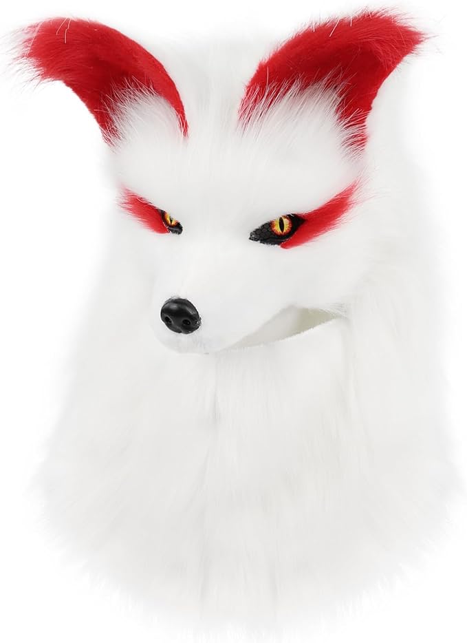 Furry Head Mask Animal Wolf Dog Plush Faux Fur Masks for Halloween Masquerade Cosplay Costume Props