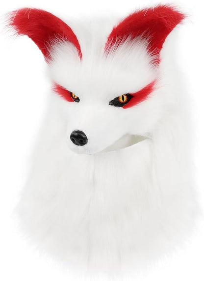 Furry Head Mask Animal Wolf Dog Plush Faux Fur Masks for Halloween Masquerade Cosplay Costume Props