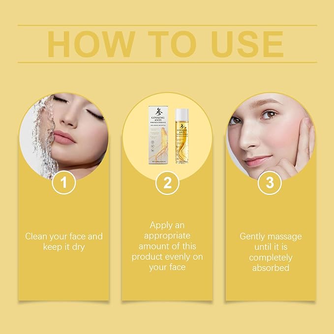 Ginseng Essence Anti-Wrinkle Serum – Hydrating & Firming Face Oil with Ginseng Root Extract – Korean Herbal Ginseng Supplement for Smoother Skin