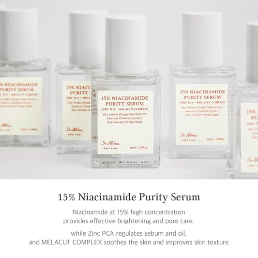 Dr.Althea 15% Niacinamide Purity Serum - 15% Niacinamide included, Overall skintone and texture improvement, Pore care, Serum control with Zinc. Vegan formula, Korean skincare