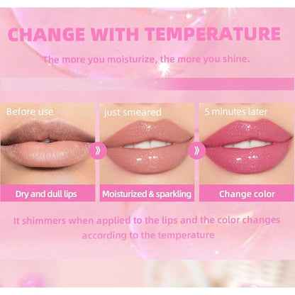 Hydrating Lip Gloss Transparent Lip Care,Magic Color Changing Moisturizing Lip Glow Oil Plumping Glimmer Glow Lipstick, Long Lasting Non-sticky Fresh Texture Lip Oil(Q2394-2#Change Color)