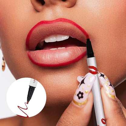 Longwear Liquid Lip Liner, Matte Lip Tint Stain Marker Pen, 2 in1 Liquid Lipstick & Lip Liner Pencil, Long Lasting Waterproof Lip gloss for Women, Fuller Lips Makeup (03+04)