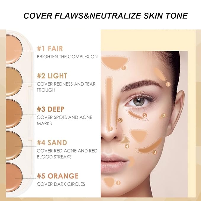 Waterproof Concealer Palette, High Coverage, Professional Long Lasting
