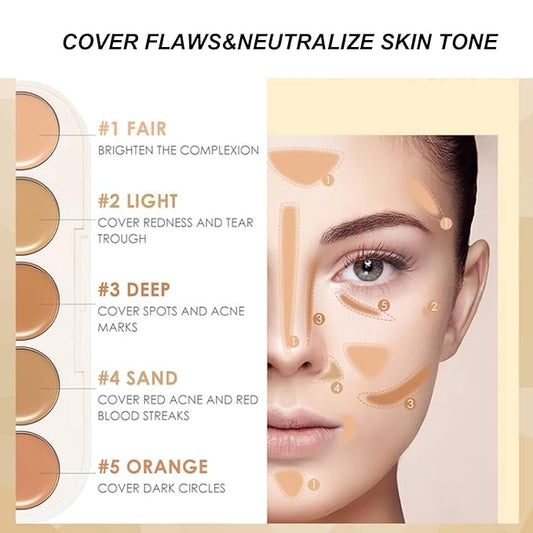 Waterproof Concealer Palette, High Coverage, Professional Long Lasting