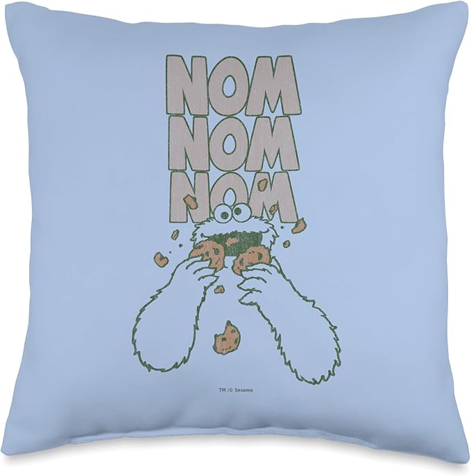 Sesame Street Cookie Monster Nom Throw Pillow, 16x16, Multicolor
