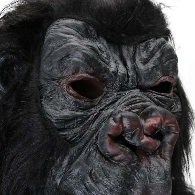 Latex Animal Gorilla Mask with Gloves - Gorilla Head Mask Set for Halloween Costume Black