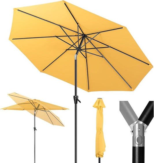 Tempera Patio Market Outdoor Table Umbrella with Push Button Tilt and Crank,Large Sun Umbrella with Sturdy Pole&Fade resistant canopy,Easy to set