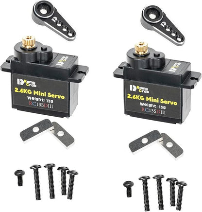 RampCrab Micro Servo with Servo Horn for FCX24, RC Car Model Parts, Upgrade Parts for Crwaler 1/24 Scale FCX24 Power Wagon Butcher & Max Smasher Big Foot Monster Truck, K5 (Black 2P)