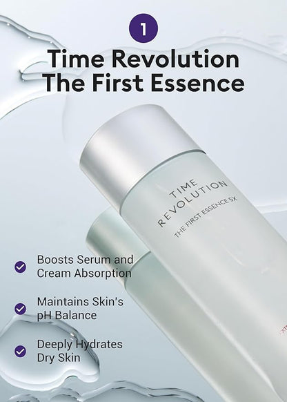 MISSHA Time Revolution Gift Set The First Essence 5X & Night Repair Ampoule 5X for Radiant, Youthful Skin, Korean Skin Care, Glass Skin