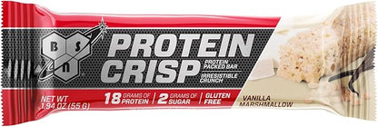 BSN Protein Crisp Bar, Protein Snack Bars, Crunch Bars with Whey Protein and Fiber, Gluten Free, Vanilla Marshmallow, 12 Count (Packaging May Vary)