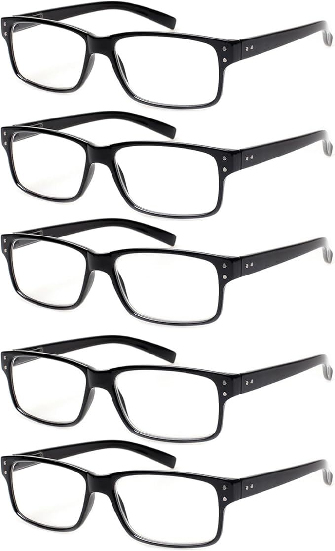 NORPERWIS Reading Glasses 5 Pairs Quality Readers Spring Hinge Glasses for Reading for Men and Women (5 Pack Black, 0.75)