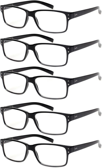 NORPERWIS Reading Glasses 5 Pairs Quality Readers Spring Hinge Glasses for Reading for Men and Women (5 Pack Black, 0.75)