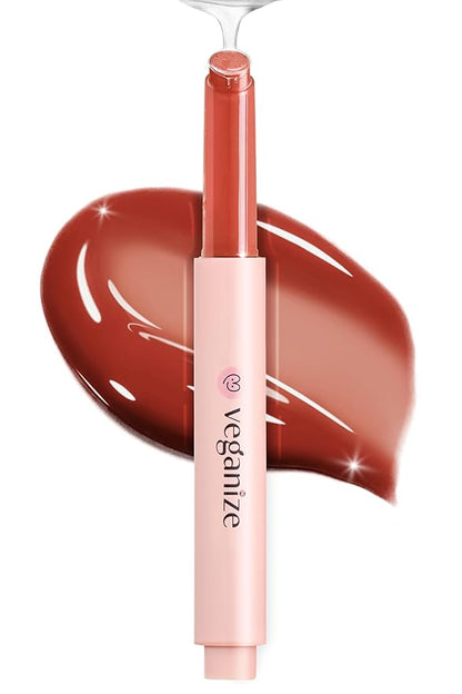 self beauty Veganize Collagen Lip Glass Balm - Hydrating Lip w/Hyaluronic Acid - Vegan Korean Lip Balm Moisturizing Lip Care – Lip Gloss Repair for Dry Cracked Lips 0.06 oz (#6 Noble Brick)