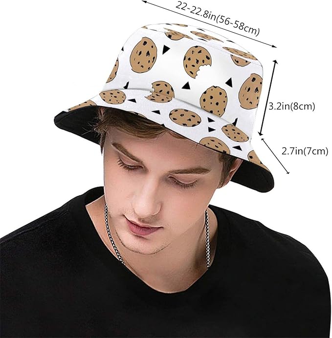 Cute Biscuits Donuts Bucket Hat for Unisex Print Summer Sun Hat Beach Hats Wide Brim Hat