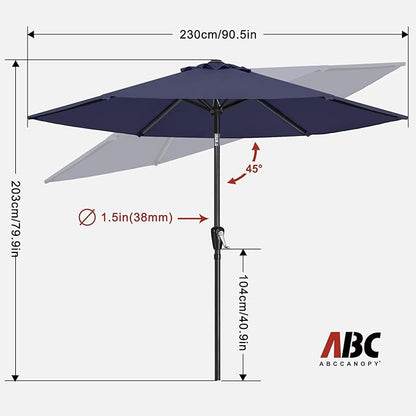 ABCCANOPY 7.5FT Outdoor Patio Umbrella, UV Protection Table Umbrella w/Crank for Easy Set Up, Suitable for Garden, Lawn, Deck & Backyard (Navy Blue)