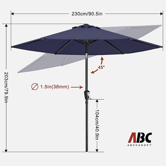 ABCCANOPY 7.5FT Outdoor Patio Umbrella, UV Protection Table Umbrella w/Crank for Easy Set Up, Suitable for Garden, Lawn, Deck & Backyard (Navy Blue)