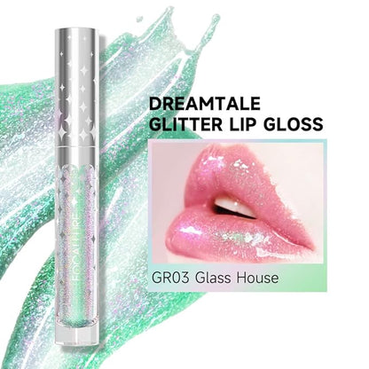FOCALLURE Glitter Liquid Lipstick,Hydrating,Moisturizing Lip Gloss for Women,Sparkly Shimmer Lip Makeup,Long Lasting,Lightweight Formula for Lip Color and Shine,Glass House